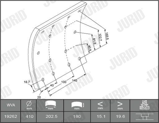JURID Kit materiale d'attrito, Freno a tamburo Numero articolo: 1926205380 poco costoso