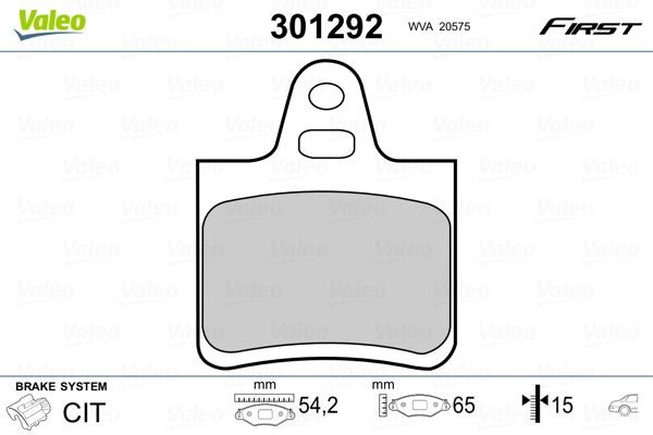VALEO Brake pad set Article number: 301292 cheaply
