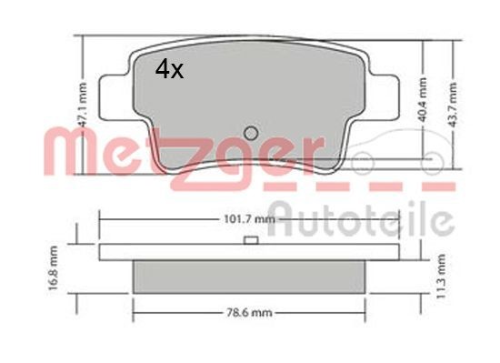 METZGER Brake pad set Article number: 1170333 cheaply