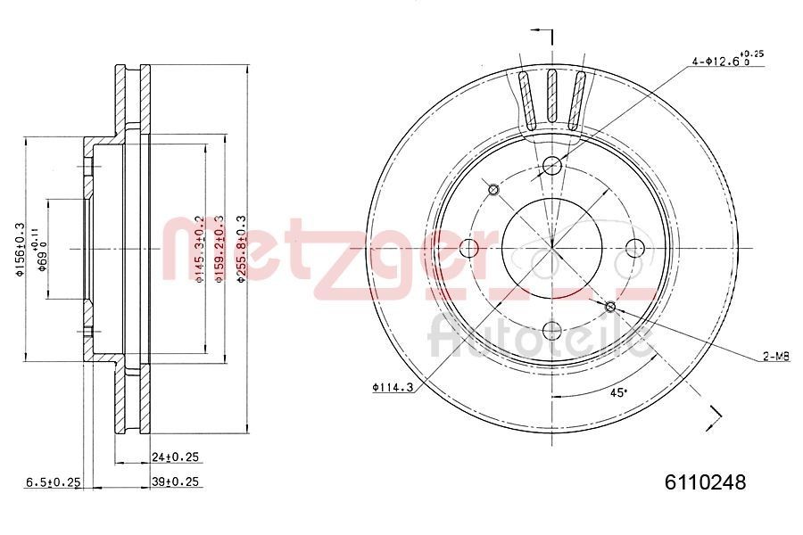 METZGER Brake disc Article number: 6110248 cheaply