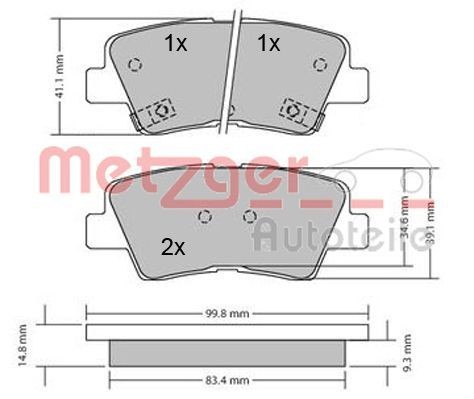 METZGER Brake pad set Article number: 1170134 cheaply