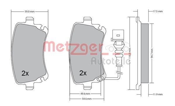 METZGER Brake pad set Article number: 1170190 cheaply