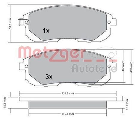 METZGER Brake pad set Article number: 1170208 cheaply