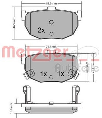 METZGER Brake pad set Article number: 1170212 cheaply