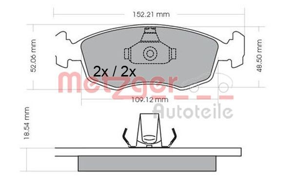 METZGER Brake pad set Article number: 1170308 cheaply