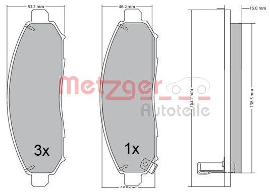 METZGER Brake pad set Article number: 1170541 cheaply