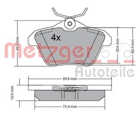 METZGER Brake pad set Article number: 1170579 cheaply