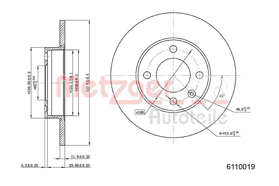 METZGER Brake disc Article number: 6110019 cheaply