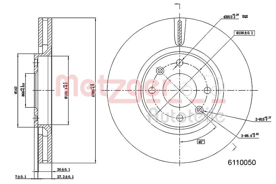 METZGER Brake disc Article number: 6110050 cheaply