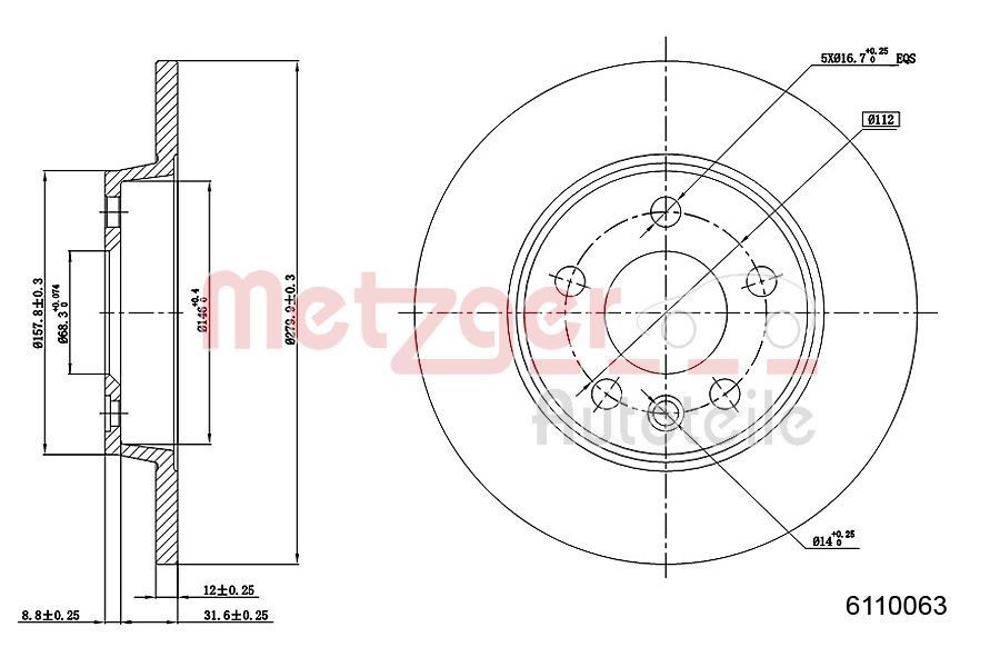 METZGER Brake disc Article number: 6110063 cheaply