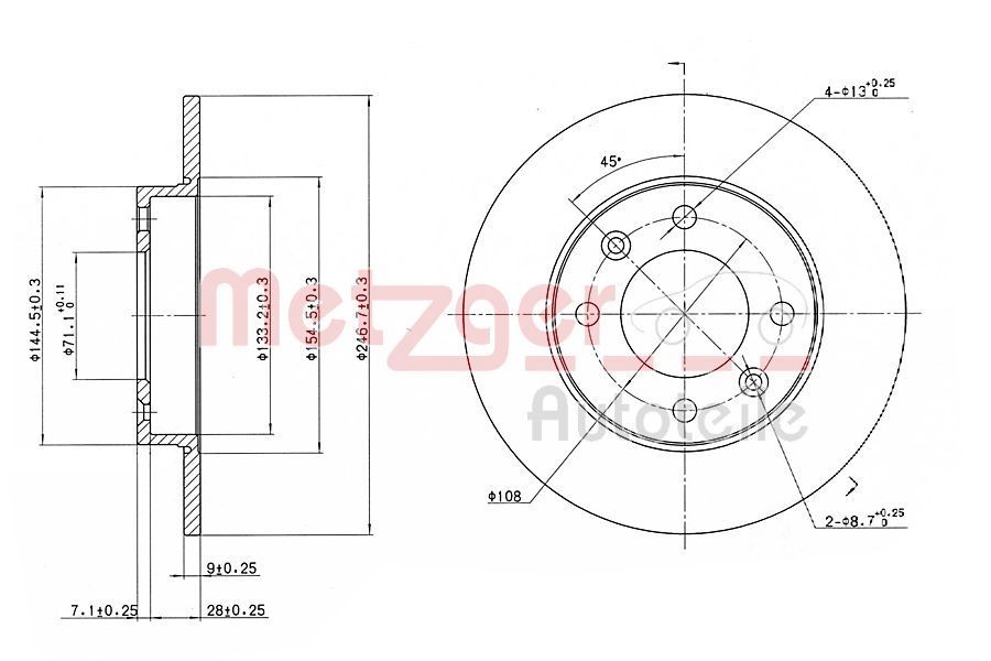 METZGER Brake disc Article number: 6110094 cheaply