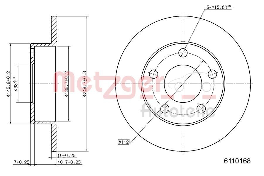 METZGER Brake disc Article number: 6110168 cheaply