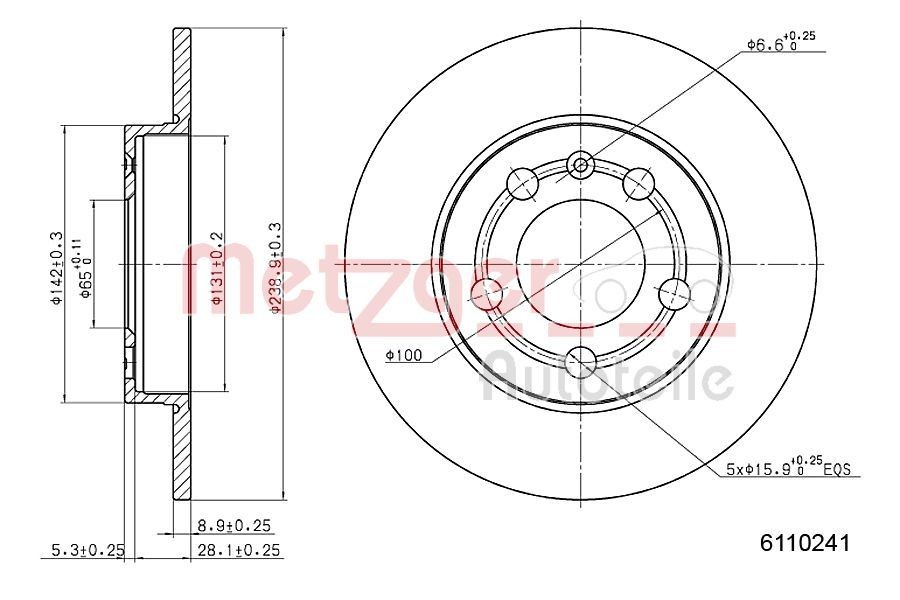 METZGER Brake disc Article number: 6110241 cheaply