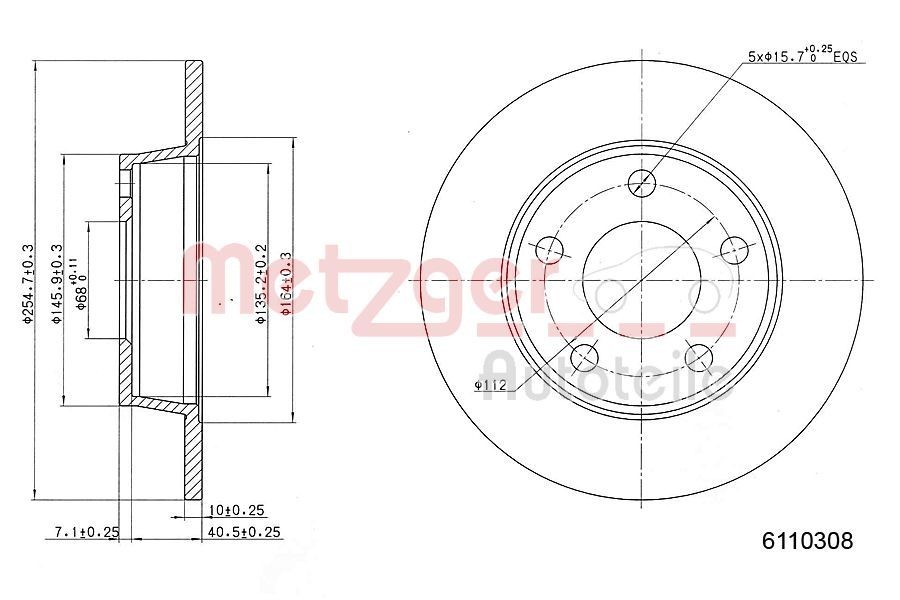 METZGER Brake disc Article number: 6110308 cheaply