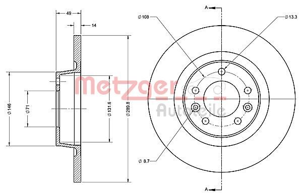 METZGER Brake disc Article number: 6110422 cheaply