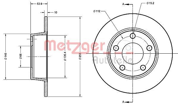 METZGER Brake disc Article number: 6110490 cheaply