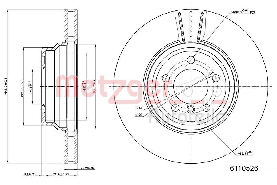 METZGER Brake disc Article number: 6110526 cheaply