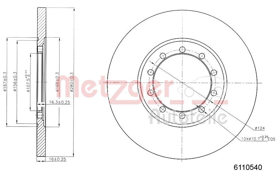 METZGER Brake disc Article number: 6110540 cheaply