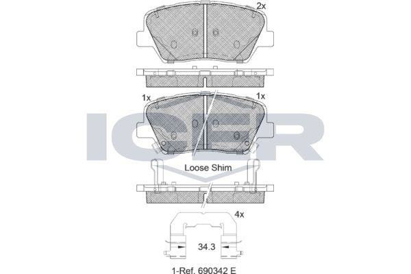 ICER Brake pad set Article number: 182147 cheaply