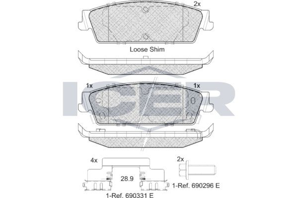 ICER Brake pad set Article number: 182139 cheaply