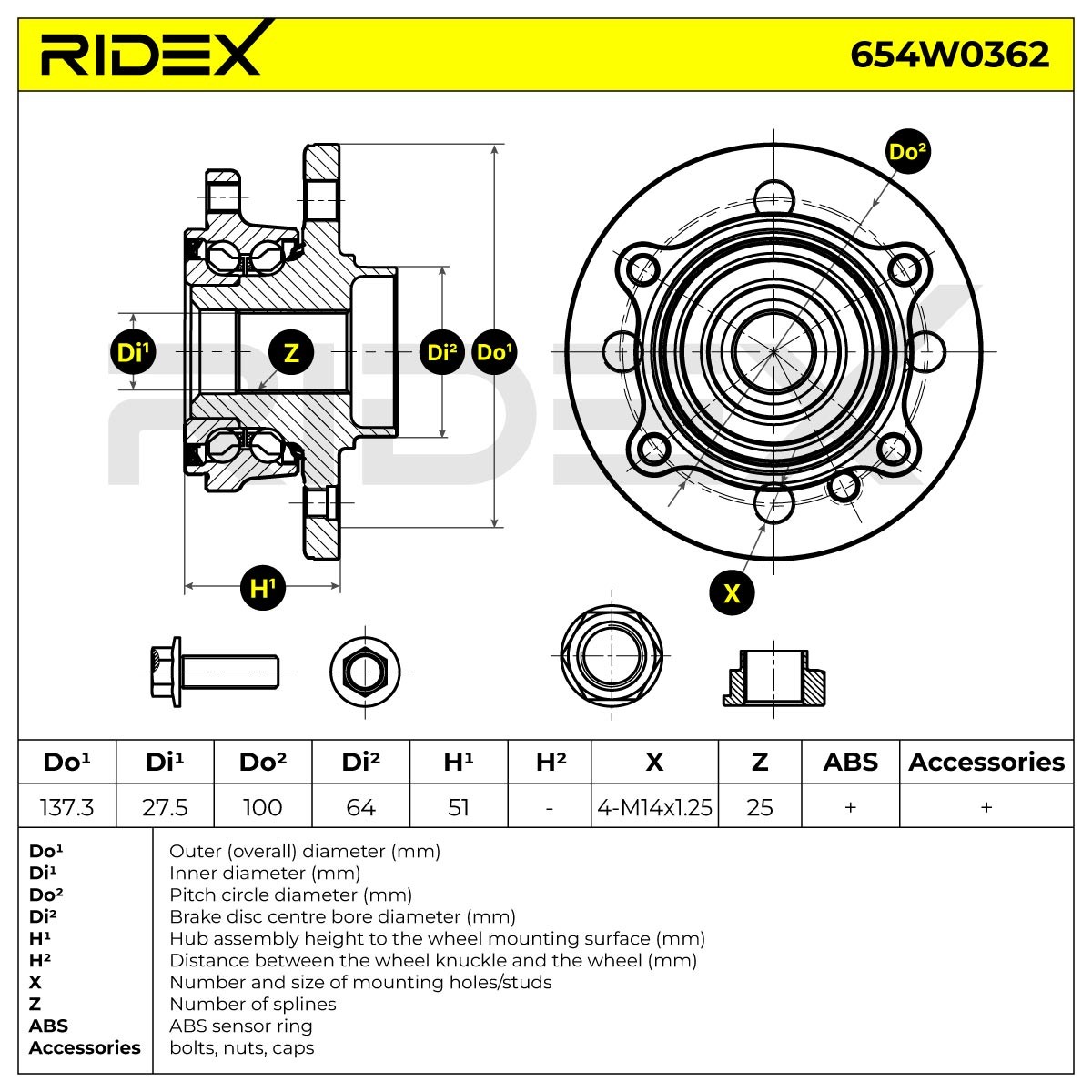 RIDEX Wheel bearing kit Article number: 654W0362 cheaply