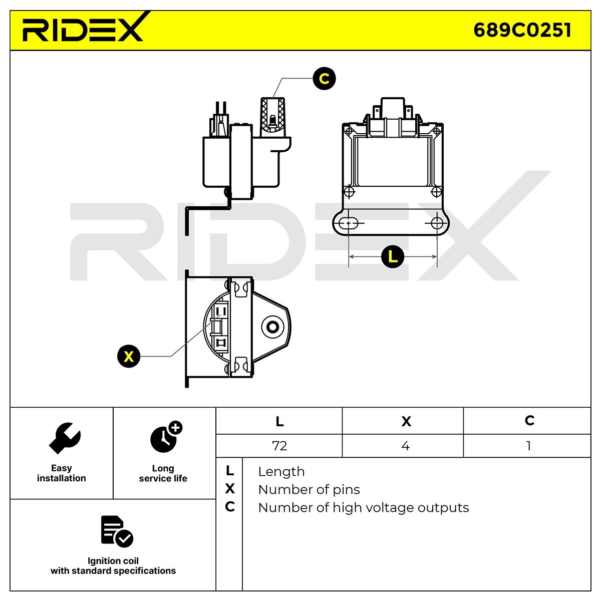 RIDEX Ignition coil Article number: 689C0251 cheaply