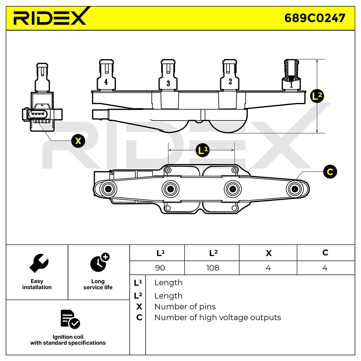 RIDEX Ignition coil Article number: 689C0247 cheaply