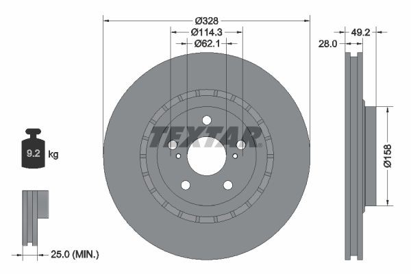 TEXTAR Brake disc Article number: 92259403 cheaply