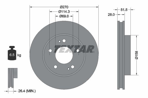 TEXTAR Brake disc Article number: 92270803 cheaply