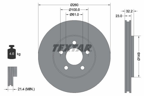 TEXTAR Спирачен диск артикулен номер: 92271603 евтино