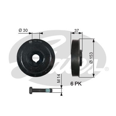 GATES Crankshaft pulley Article number: TVD1006A cheaply