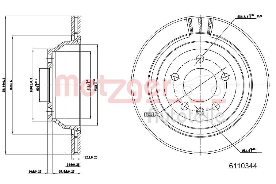 METZGER Brake disc Article number: 6110344 cheaply