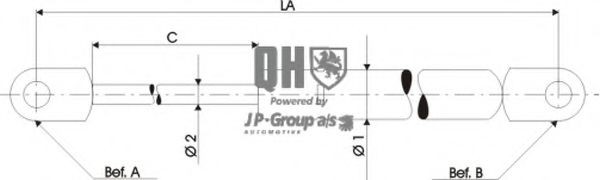 JP GROUP Tailgate strut Article number: 1181206209 cheaply