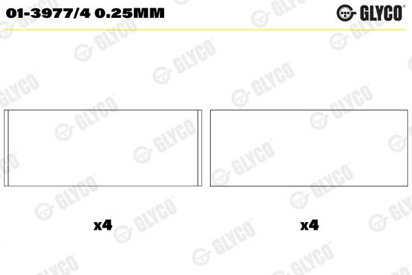 GLYCO Big End Bearings Article number: 01-3977/4 0.25mm cheaply