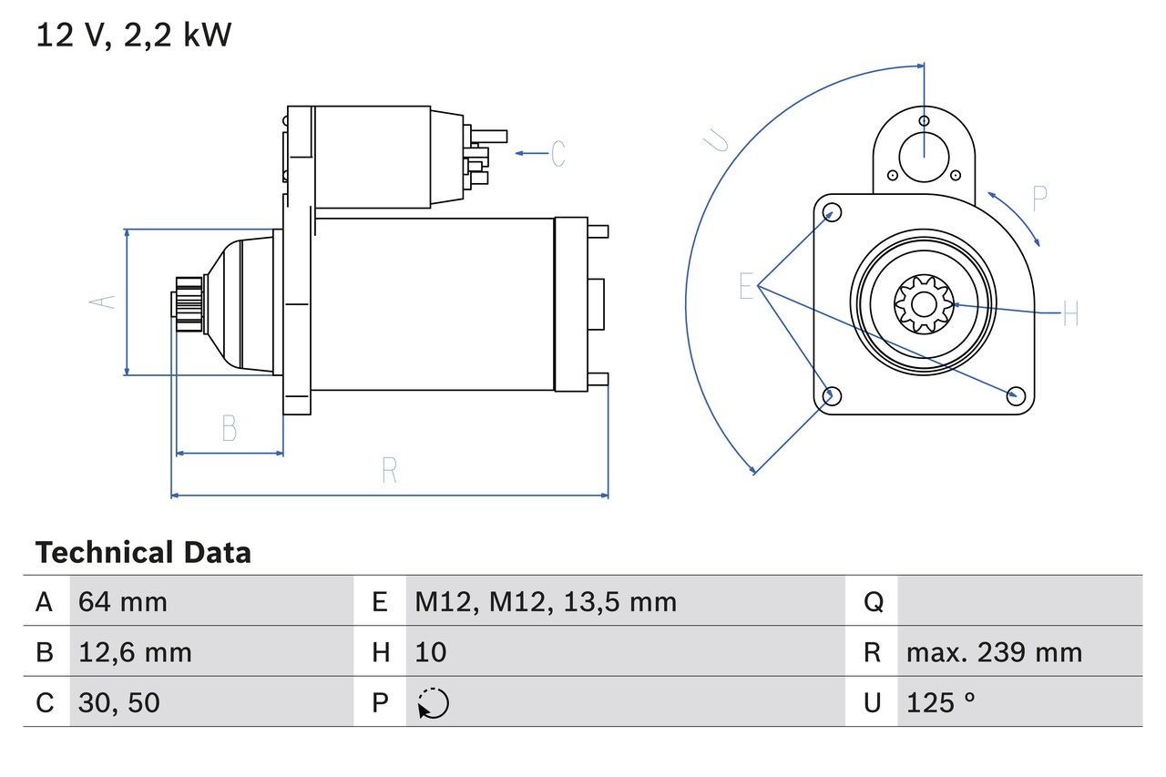 BOSCH Starter motor Article number: 0 986 029 040 cheaply
