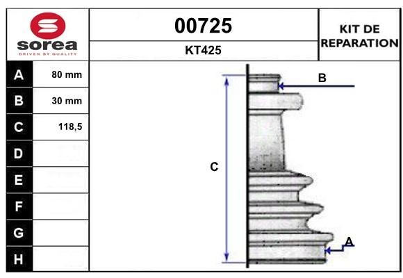 SNRA Bellow Set, drive shaft Article number: 00725 cheaply
