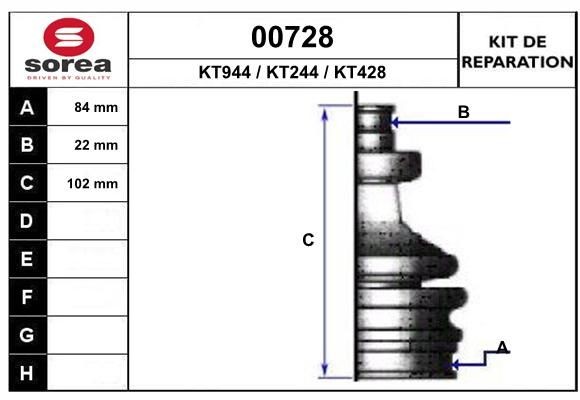 SNRA Bellow Set, drive shaft Article number: 00728 cheaply