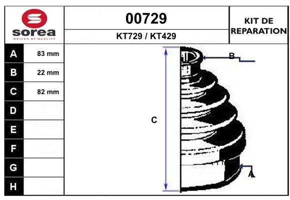 SNRA Bellow Set, drive shaft Article number: 00729 cheaply
