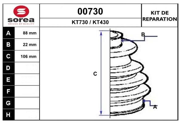 SNRA Bellow Set, drive shaft Article number: 00730 cheaply