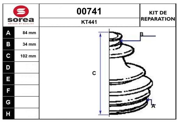 SNRA Bellow Set, drive shaft Article number: 00741 cheaply
