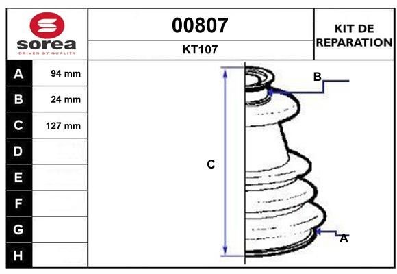 SNRA Bellow Set, drive shaft Article number: 00807 cheaply