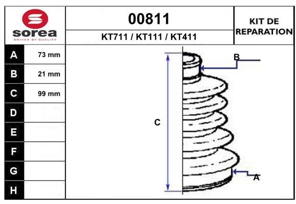 SNRA Bellow Set, drive shaft Article number: 00811 cheaply