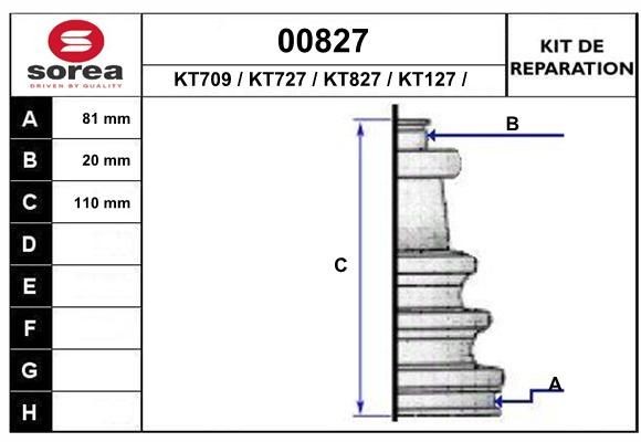 SNRA Bellow Set, drive shaft Article number: 00827 cheaply