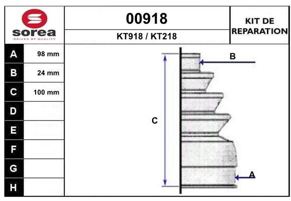 SNRA Bellow Set, drive shaft Article number: 00918 cheaply