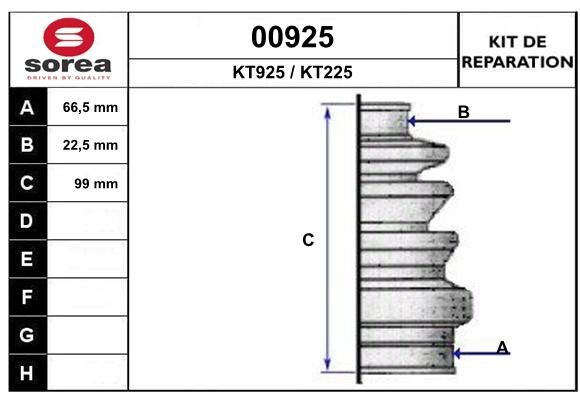 SNRA Bellow Set, drive shaft Article number: 00925 cheaply