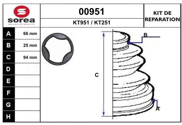 SNRA Bellow Set, drive shaft Article number: 00951 cheaply