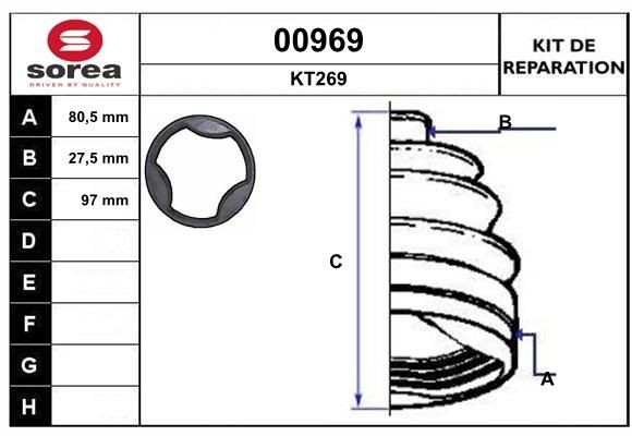 SNRA Bellow Set, drive shaft Article number: 00969 cheaply