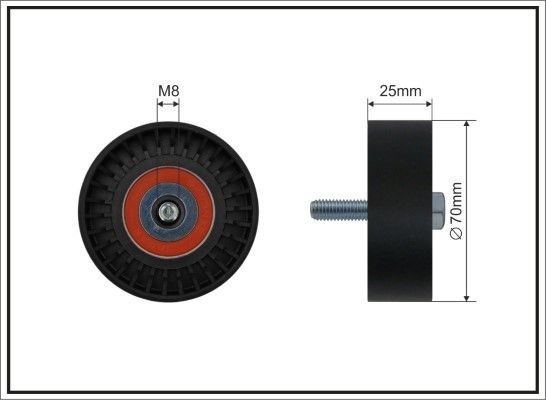 CAFFARO Deflection / Guide Pulley, v-ribbed belt Article number: 01-07 cheaply
