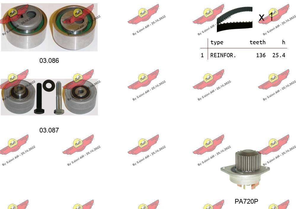 AUTOKIT Timing belt kit Article number: 04.5087PA cheaply