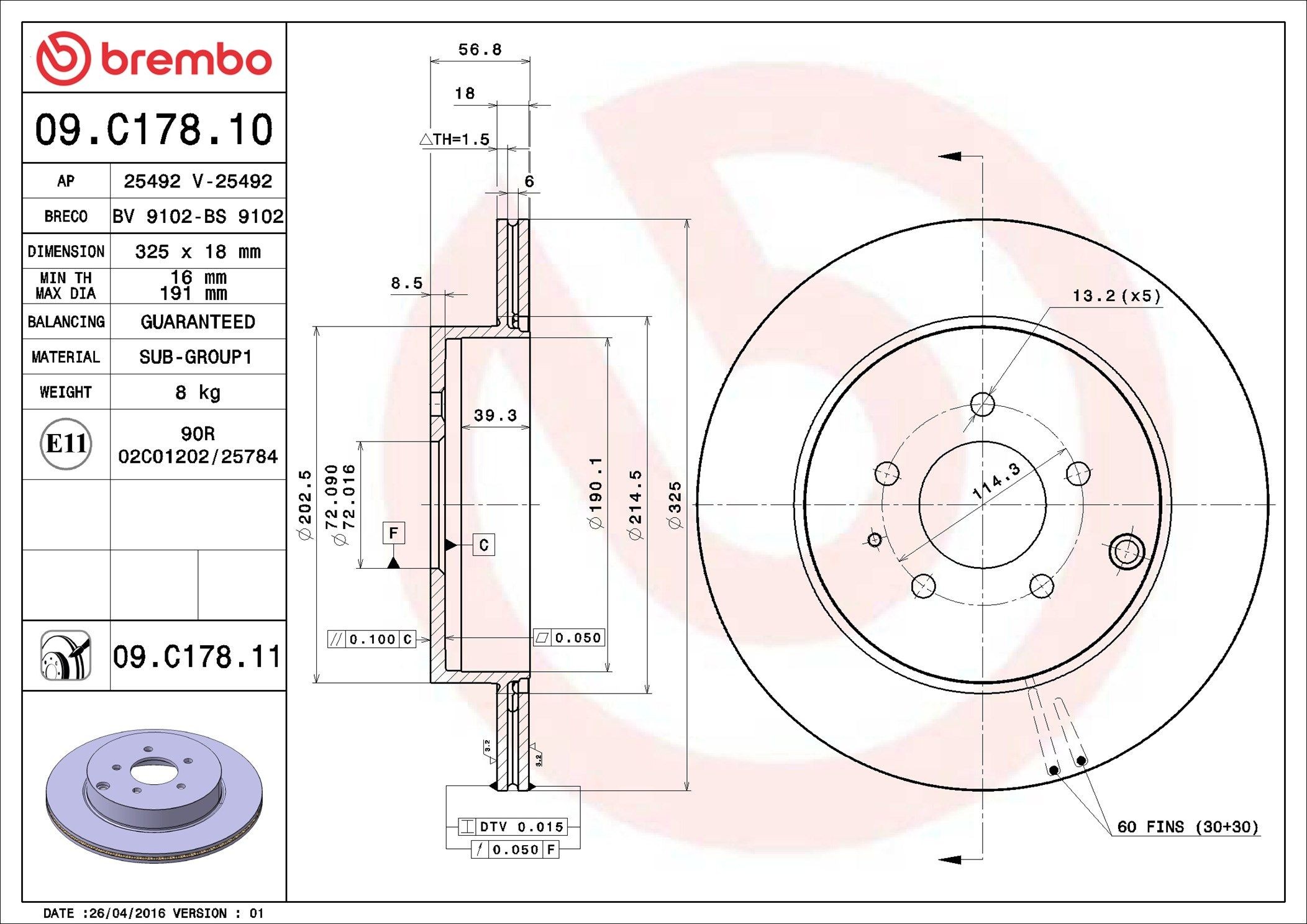 BREMBO Brake disc Article number: 09.C178.11 cheaply